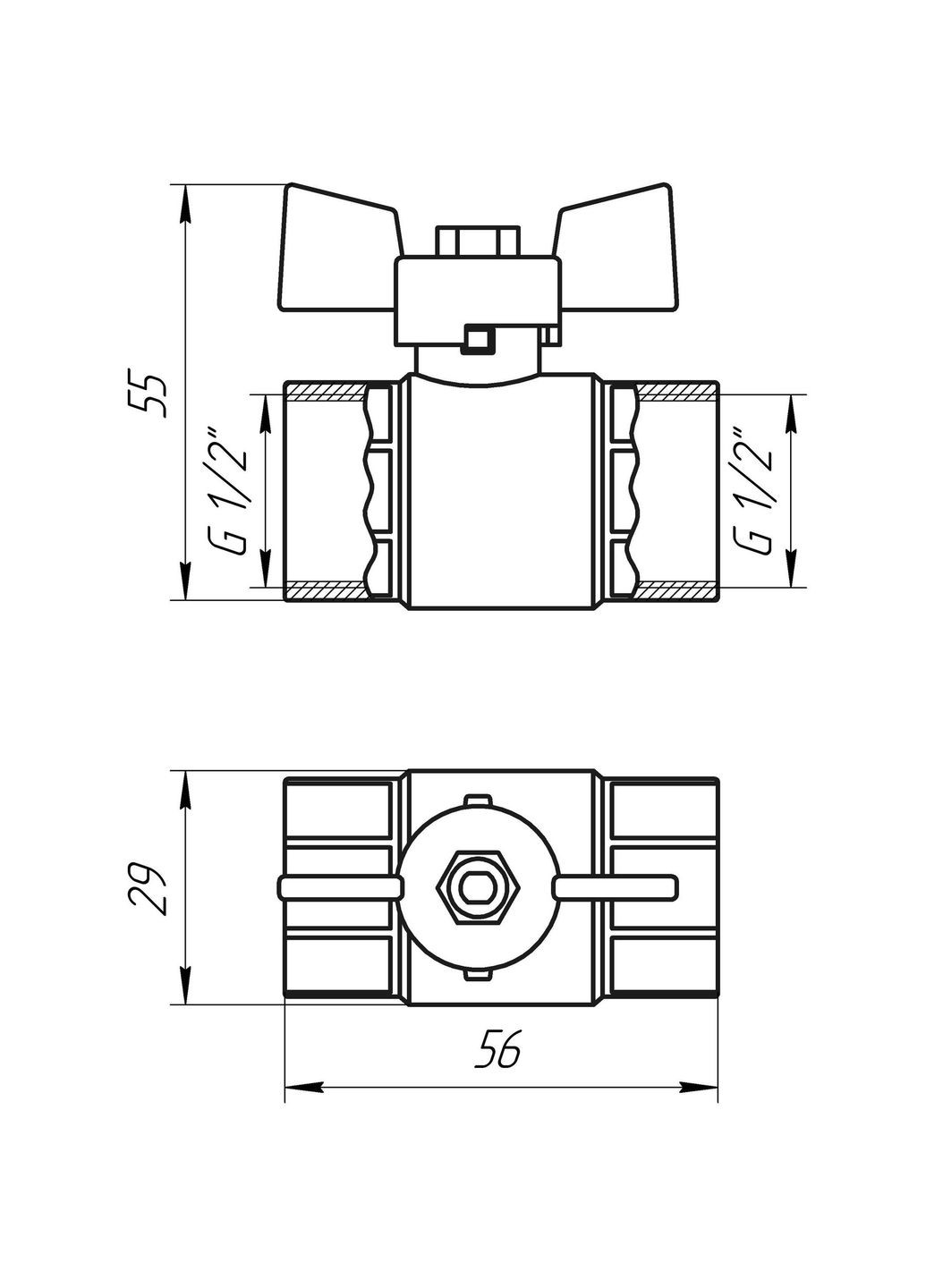 Кран шаровой прямой Q PROFESSIONAL 1/2″ ВВ ЖБ PN40 QP151 Quality (299998291)