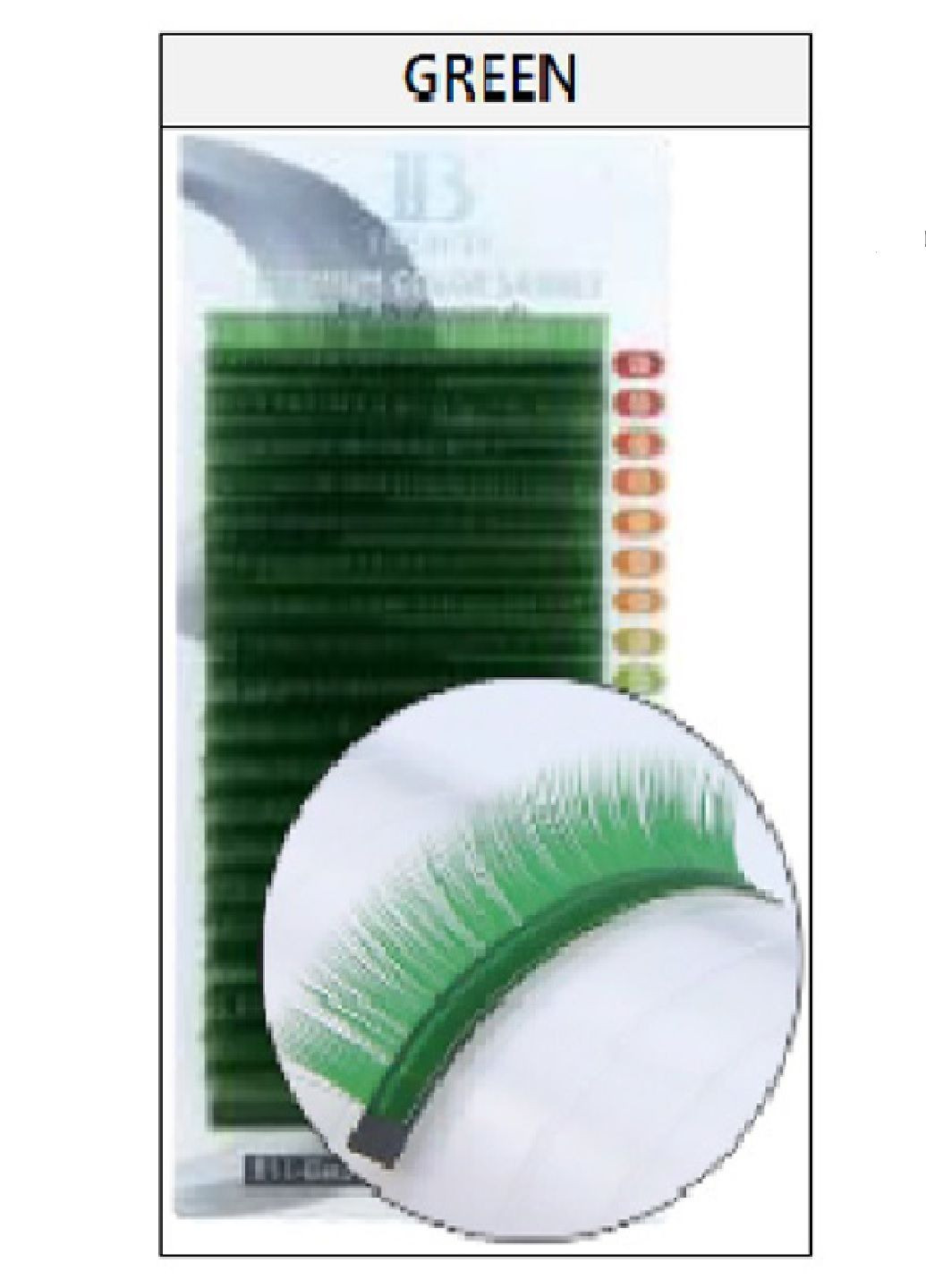 Вії зелені мікси СС 0,07 9-12 мм I-Beauty (322863263)