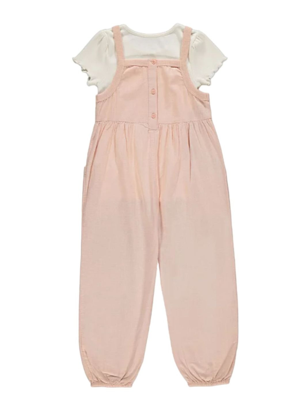 Світло-рожевий костюмчик (футболка+комбінезон) літній gеоrgе для дівчинки, рожево-молочний, 110-116 см George