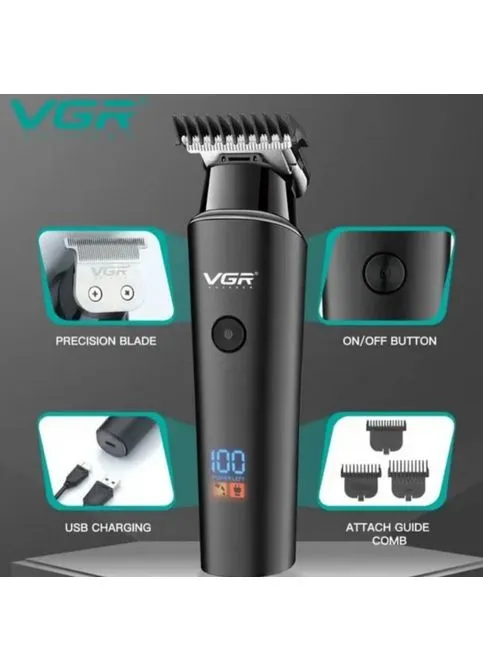 Триммер для волос VGR V-937, с usb-кабелем для зарядки, светодиодным дисплеем, 3 насадками No Brand (402268806)