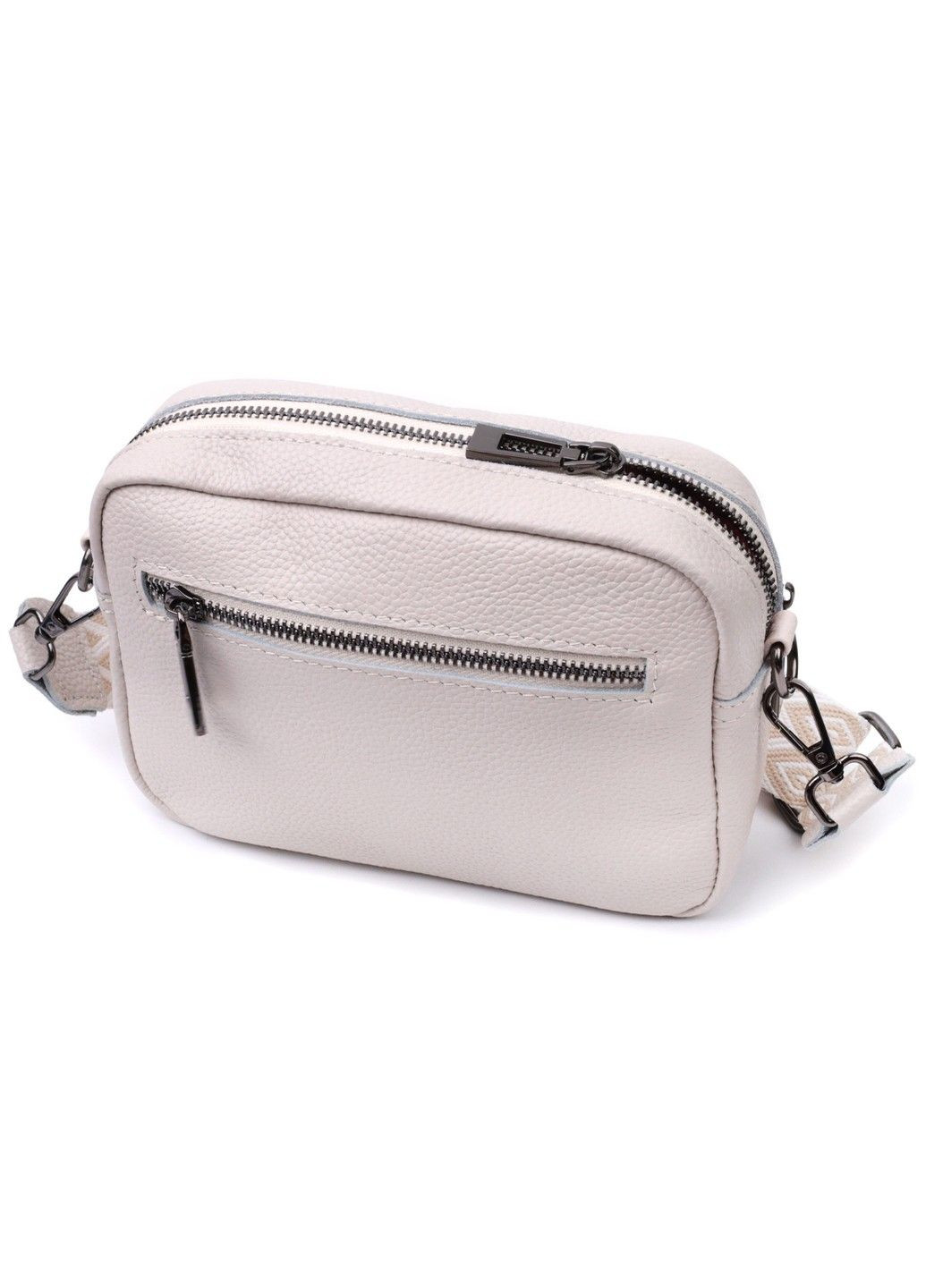 Сумка для женщин прошитая ромбами на лицевой стороне из натуральной кожи 22633 Белая Vintage (297956964)