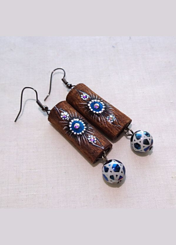 Сережки ручної роботи з дерева кориці "Муран" No Brand (349843376)