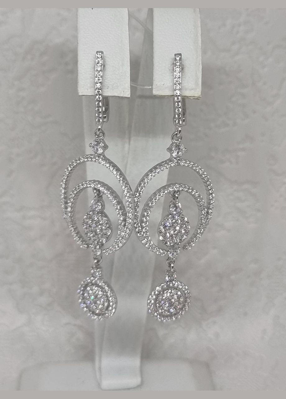 Серебряные серьги с фианитами. 902-00350 Qvaliz (276190288)