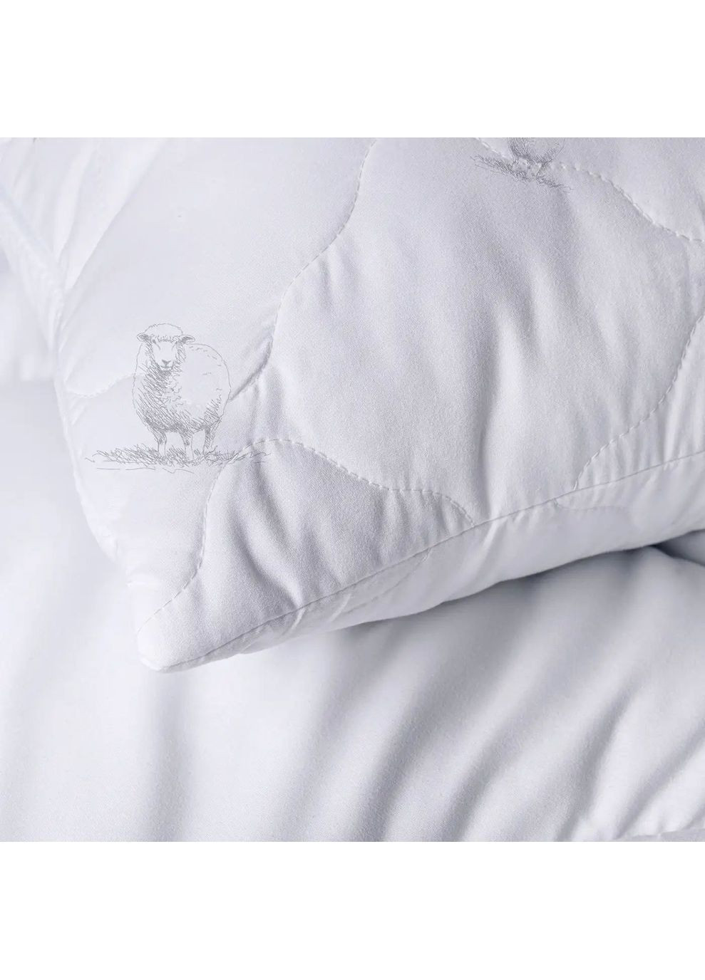 Подушка 70*70 см з овечою вовною, дихаюча Біла (230607070) ТЕП (365851774)