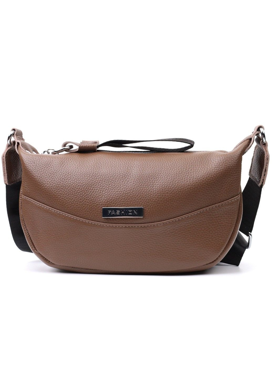 Женская сумка из натуральной кожи через плечо с необычным бегунком брелком 22619 Коричневая Vintage (297993072)