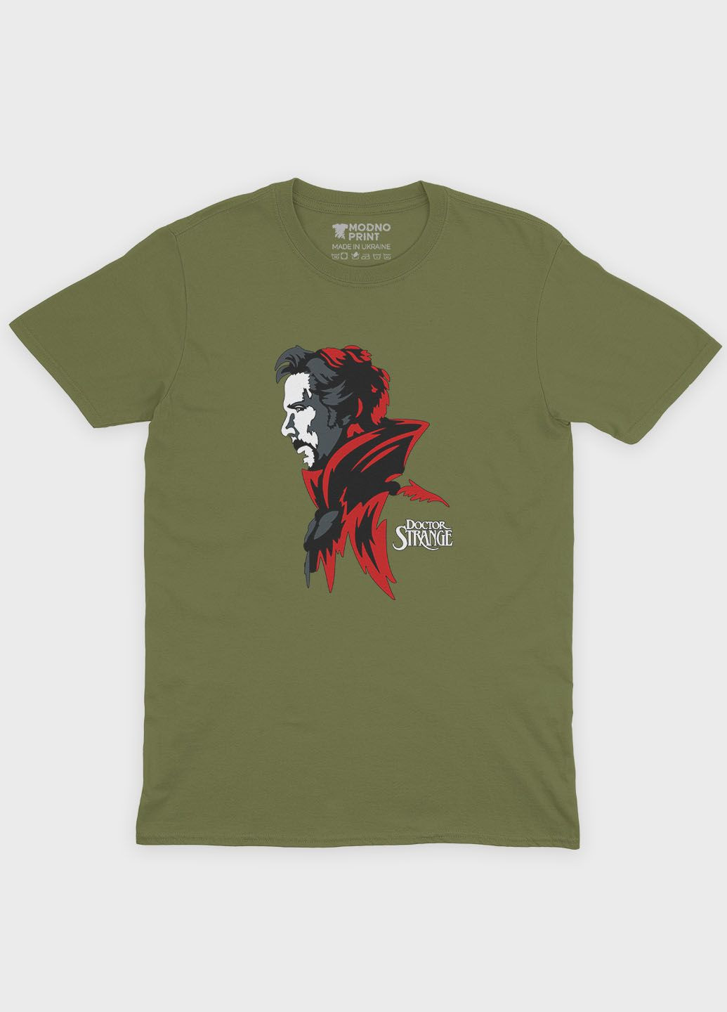 Хаки (оливковая) мужская футболка с принтом супергероя - доктор стрэндж (ts001-1-hgr-006-020-001) Modno