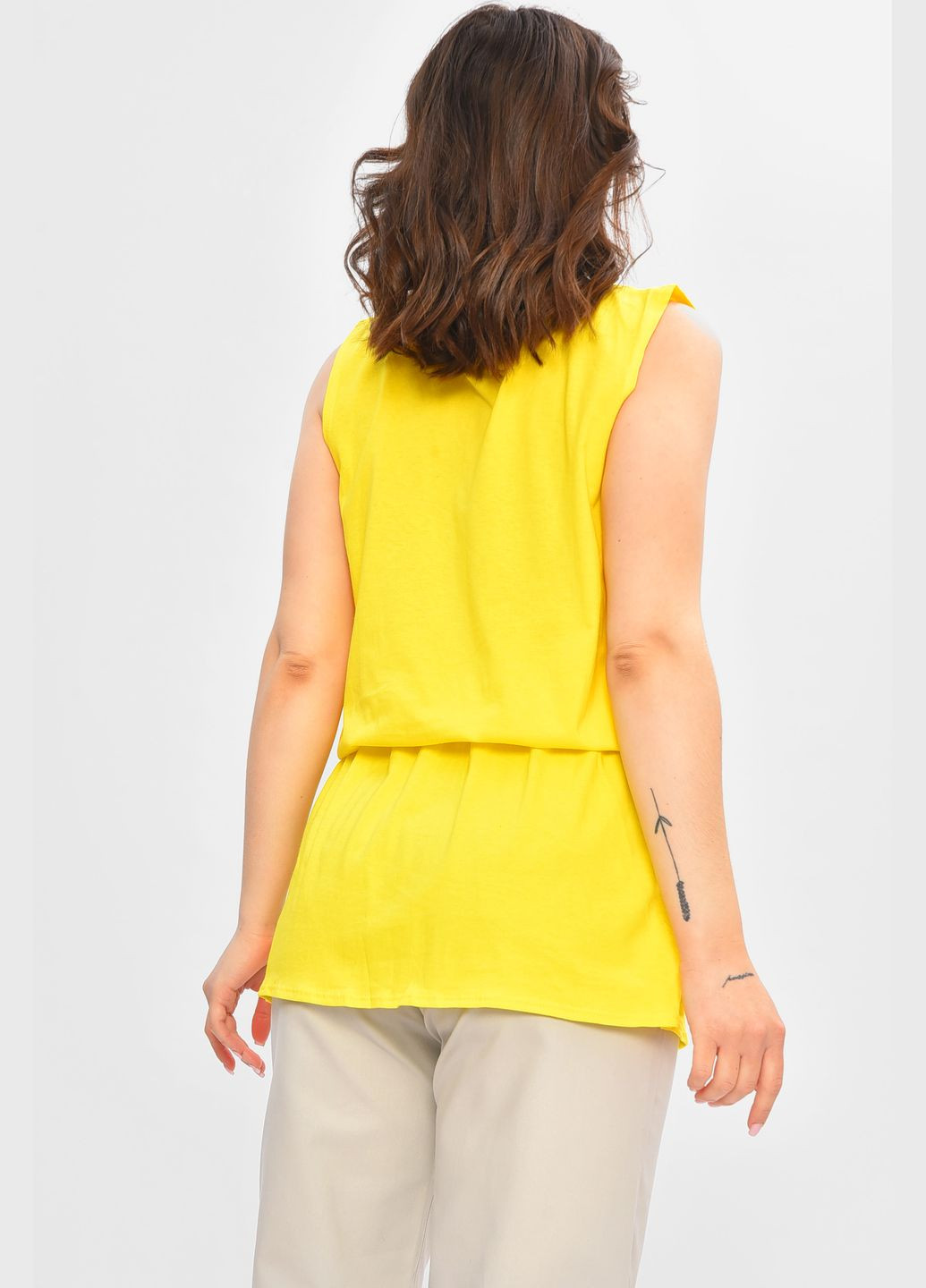 Туніка жіноча однотонна жовтого кольору Let's Shop (334100608)