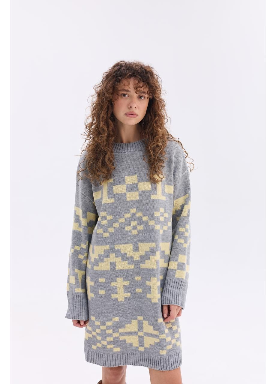 Сіра в'язана сукня «олена» MEREZHKA з орнаментом