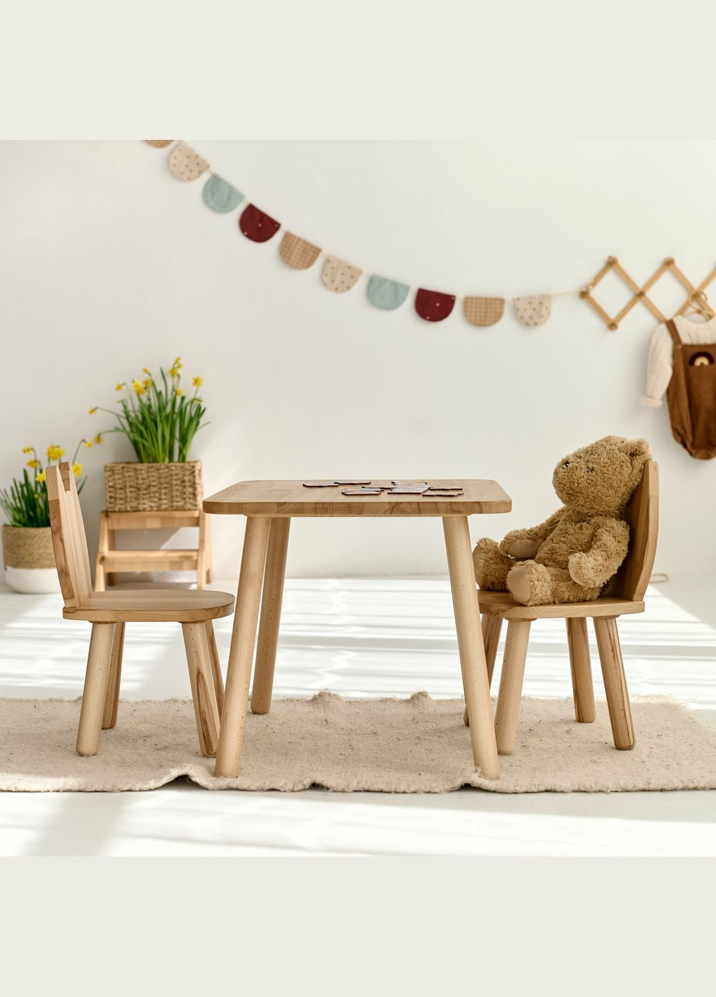 Детский столик и 2 стульчика Cat для детей 2-4 лет Натуральний Tatoy (292312773)