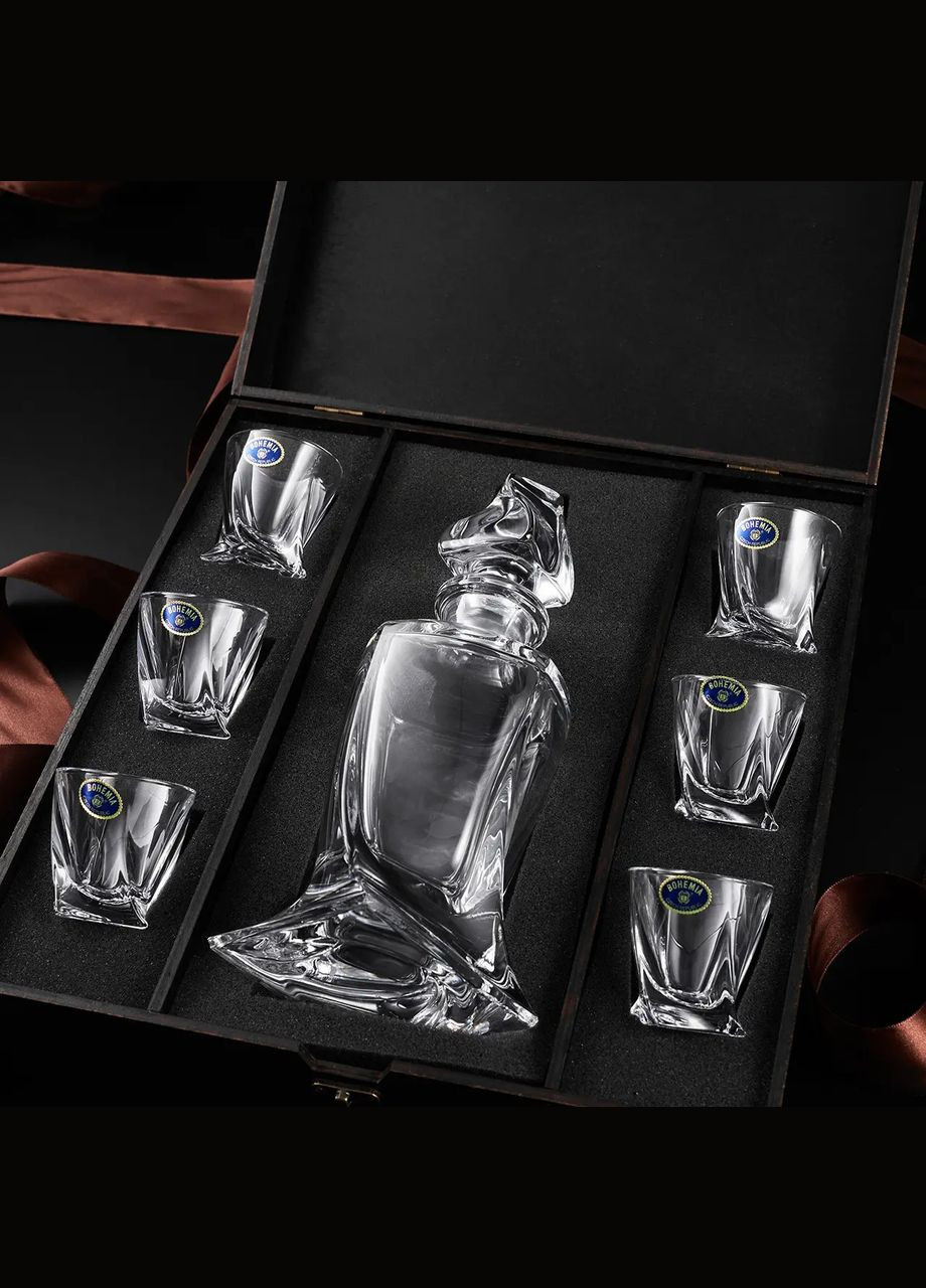 Подарочный набор рюмок для водки 6 шт. и графин Bohemia Quadro 55 мл Handmade V01D (345646865)