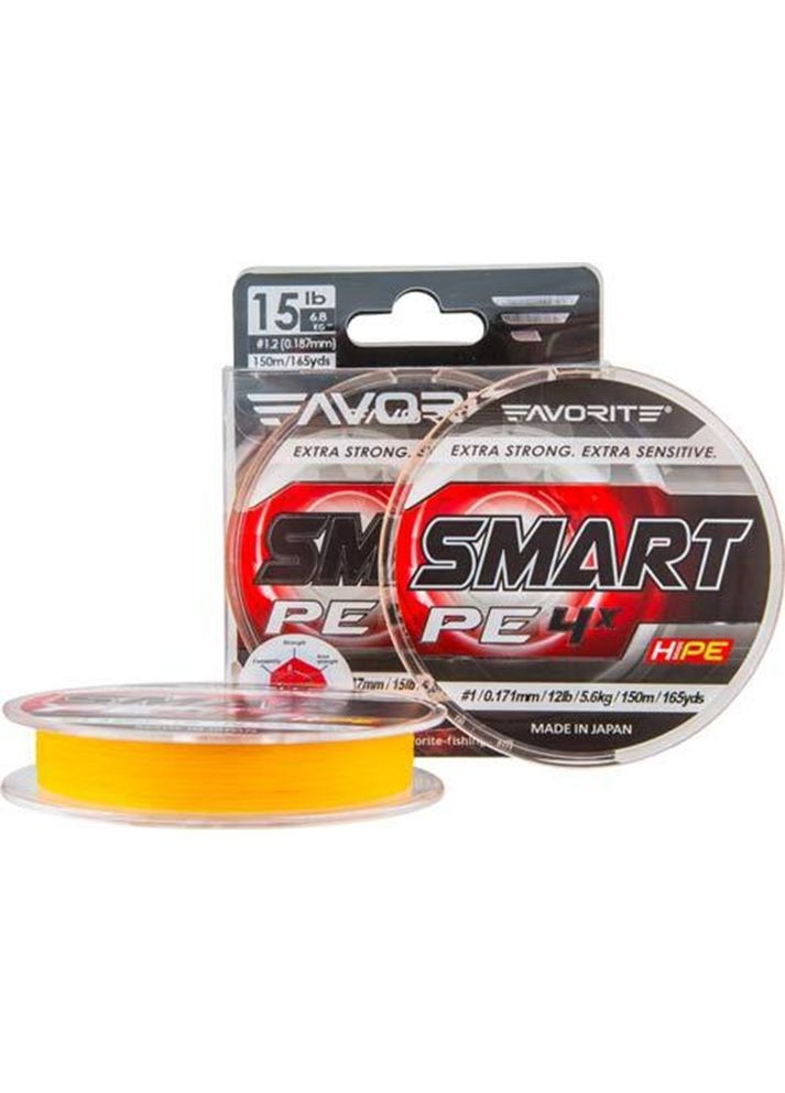 Шнур Smart PE 4x 150м (оранж.) #3.0/0.296мм 15.5кг 1693.10.22 Favorite (316516315)