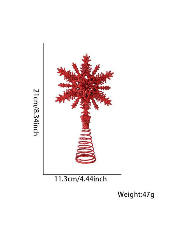Верхушка для елки Звездочка с блестками 210 на 113 мм красный Jannet Верхівка (367078970)