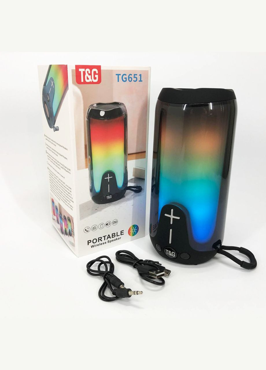 Bluetooth-колонка TG651 с RGB ПОДСВЕТОМ, аккумуляторная колонка для музыки, для вечеринки. Цвет: черный No Brand (365751956)