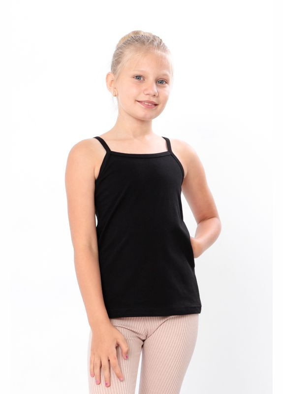 Чёрный майка на бретелях для девочки (подростковая) hc (h001-6289-036) No Brand