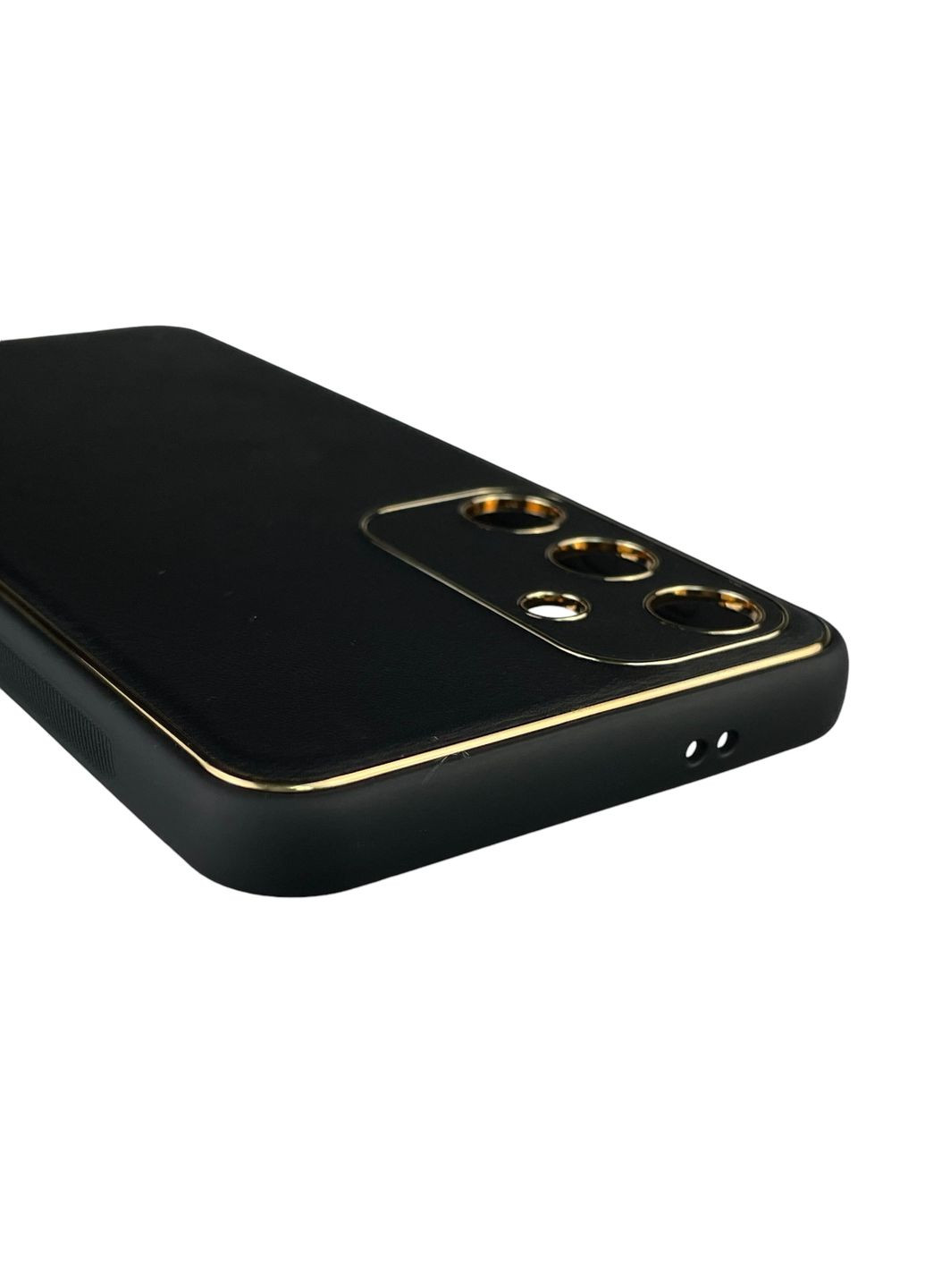 Чохол для Galaxy S24 Plus (SM-S926B) шкіряний з золотою окантовкою із захистом на камеру на самсунг с24 плюс чорний Samsung (366020860)