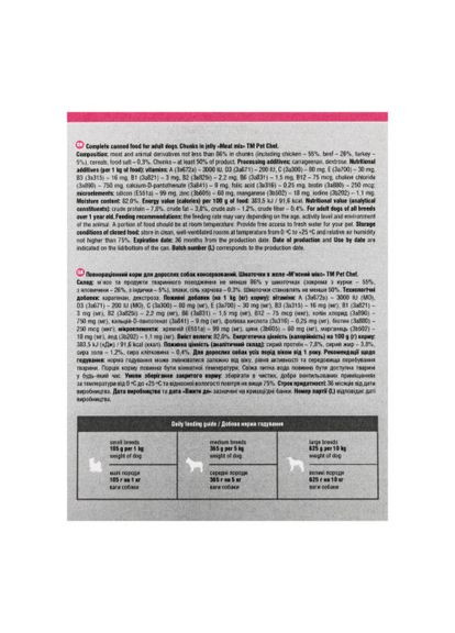 Корм вологий для дорослих собак, шматочки в желе М'ясний мікс 415 г Pet Chef (322875087)