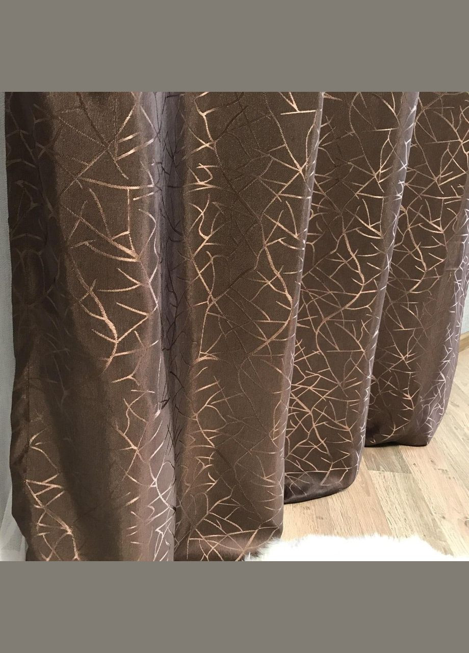 Набір штори для спальні мармурові жакард Коричневий 200x270 см (Е101109B-2) No Brand (306633594)