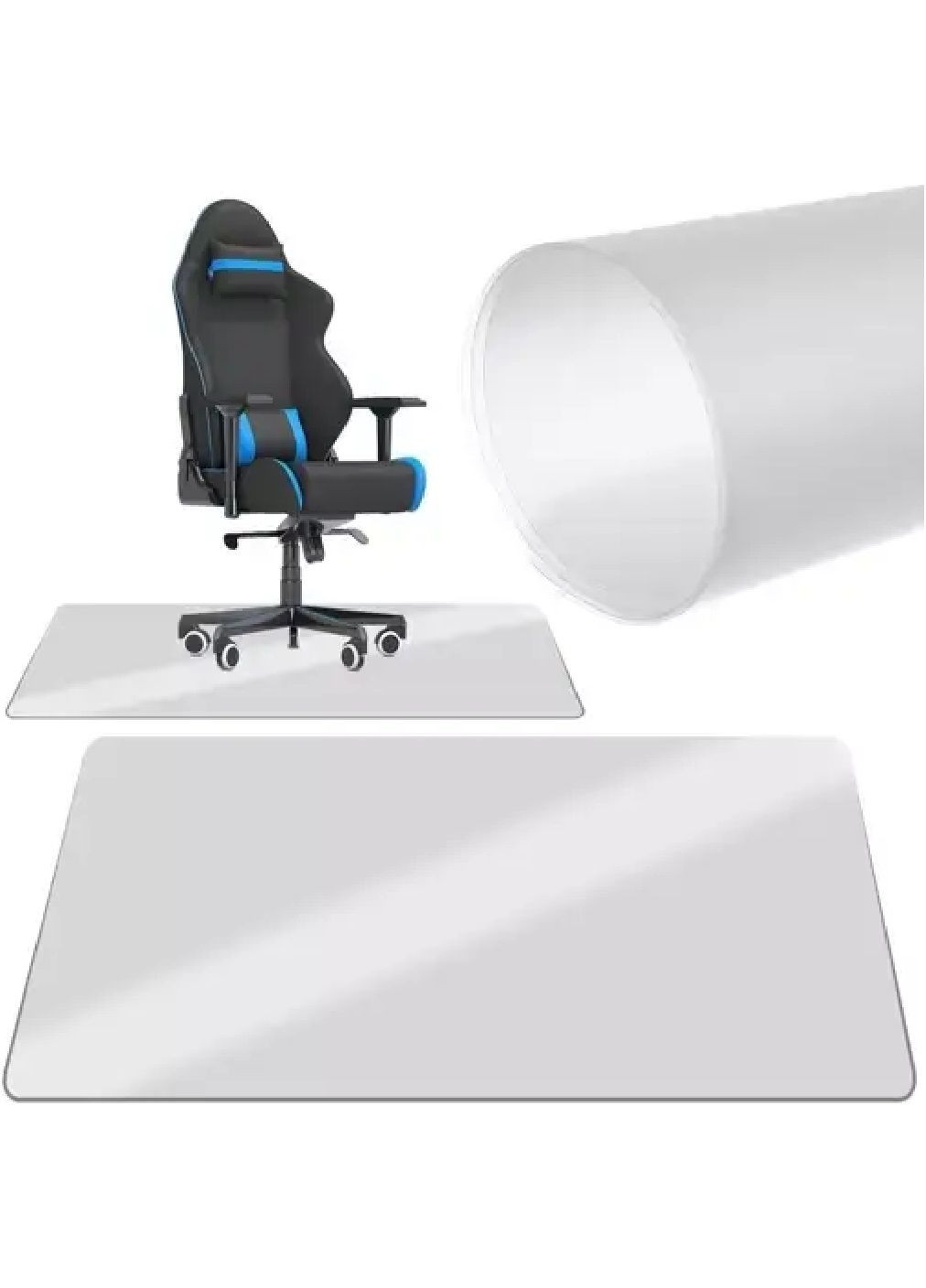Защитный коврик под офисное игровое кресло для защиты пола полипропилен 90х130 см (476696-Prob) Полупрозрачный молочный Unbranded (288535821)