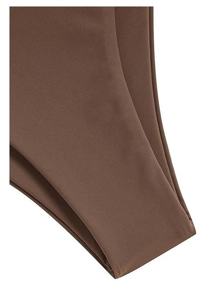 Коричневые женские плавки с высокой талией. однотонные ZAFUL