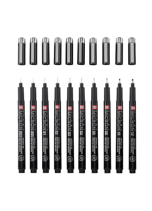 Набор лайнеров Pigma Micron Black Edition 10шт (003-12) + пенал (POXSDKB10) Sakura (335394150)