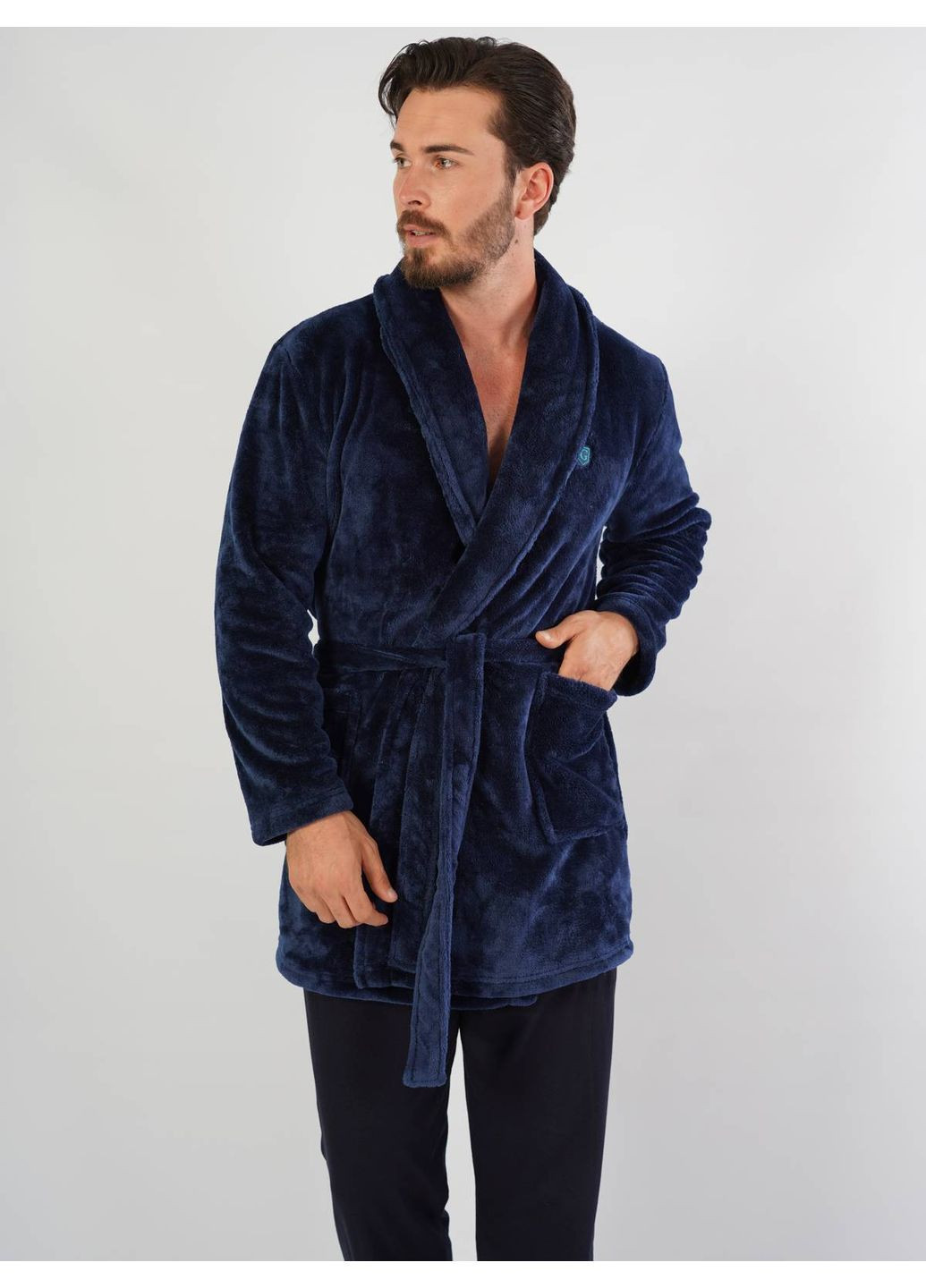 Халат махровый на запах с длинным рукавом мужской Vienetta (370434421)