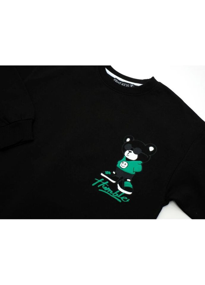 Кофта з ведмедем (3132-152B-black) First Kids (301146881)