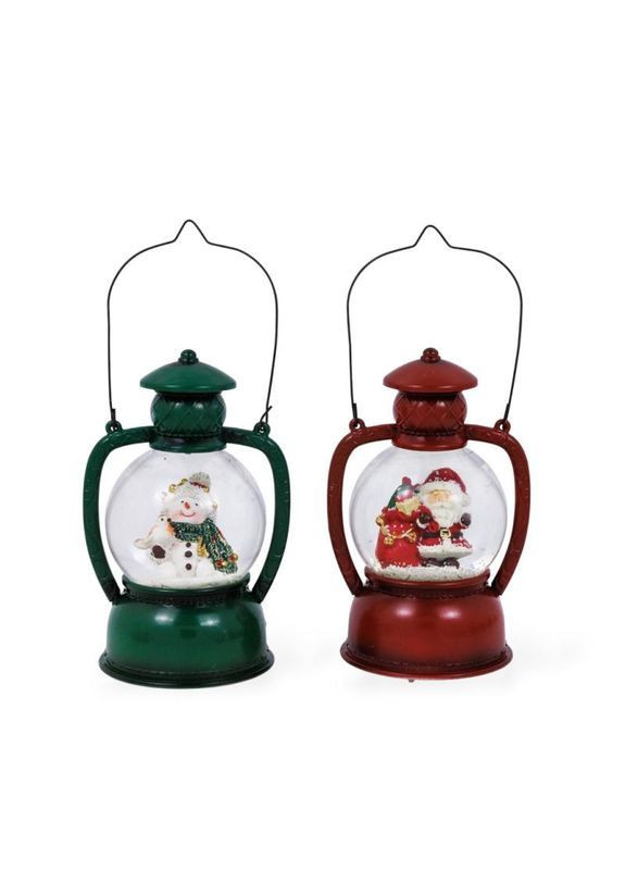 Ліхтарик зі снігом та LED підсвічуванням Санта/Сніговик червоний,зелений 13х8,5х7,3 см (рандомгий вибір дизайну) Home Decor (366027739)