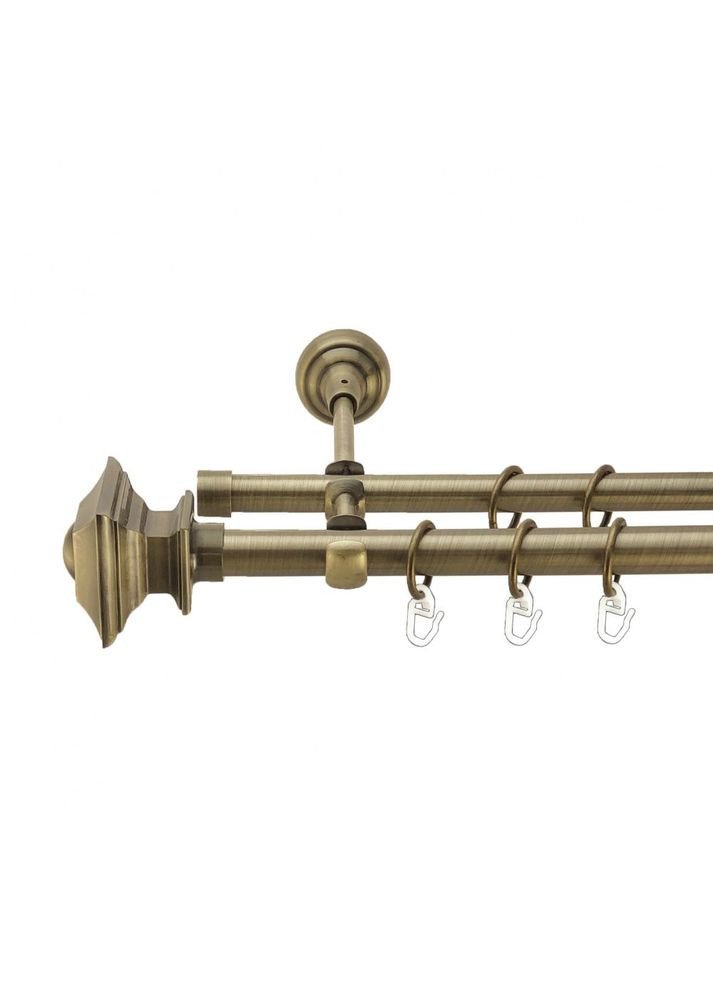 Карниз Борджеза металевий дворядний відкритий гладка труба Антик 19\16 мм 300 см (4003788) ORVIT (300846532)
