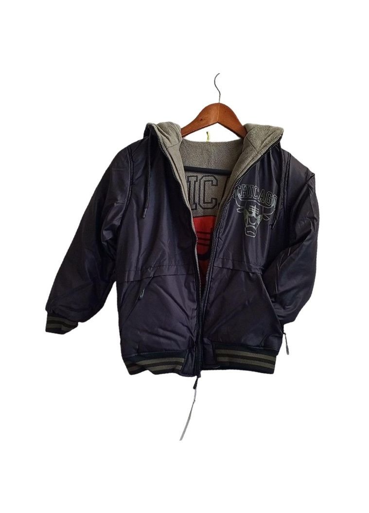 Черная демисезонная демисезонная двухсторонняя куртка для мальчика robin графитовый (0839) No Brand