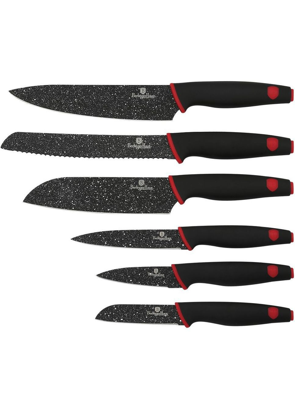Набір ножів 6 предметів Stone Touch Line Black BH2114 Berlinger Haus комбінований,