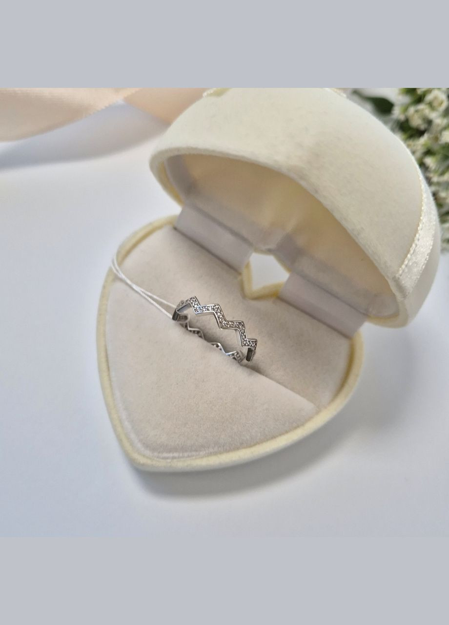 Срібна каблучка Зігзаг з Білими каменями розмір срібло 925 проби Родоване 1426к 1.23г No Brand (329900836)