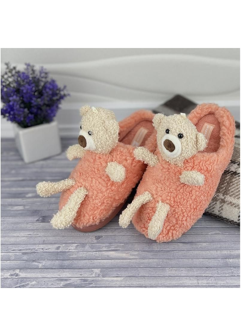 Тапочки жіночі домашні з ведмедиком Е-003498 Коралові Jomix (261255958)