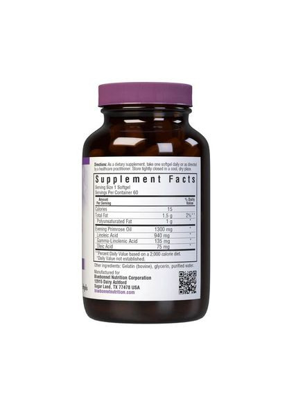 Олія Примули Вечірньої 1300 мг,, 60 желатинових капсул Bluebonnet Nutrition (326054569)