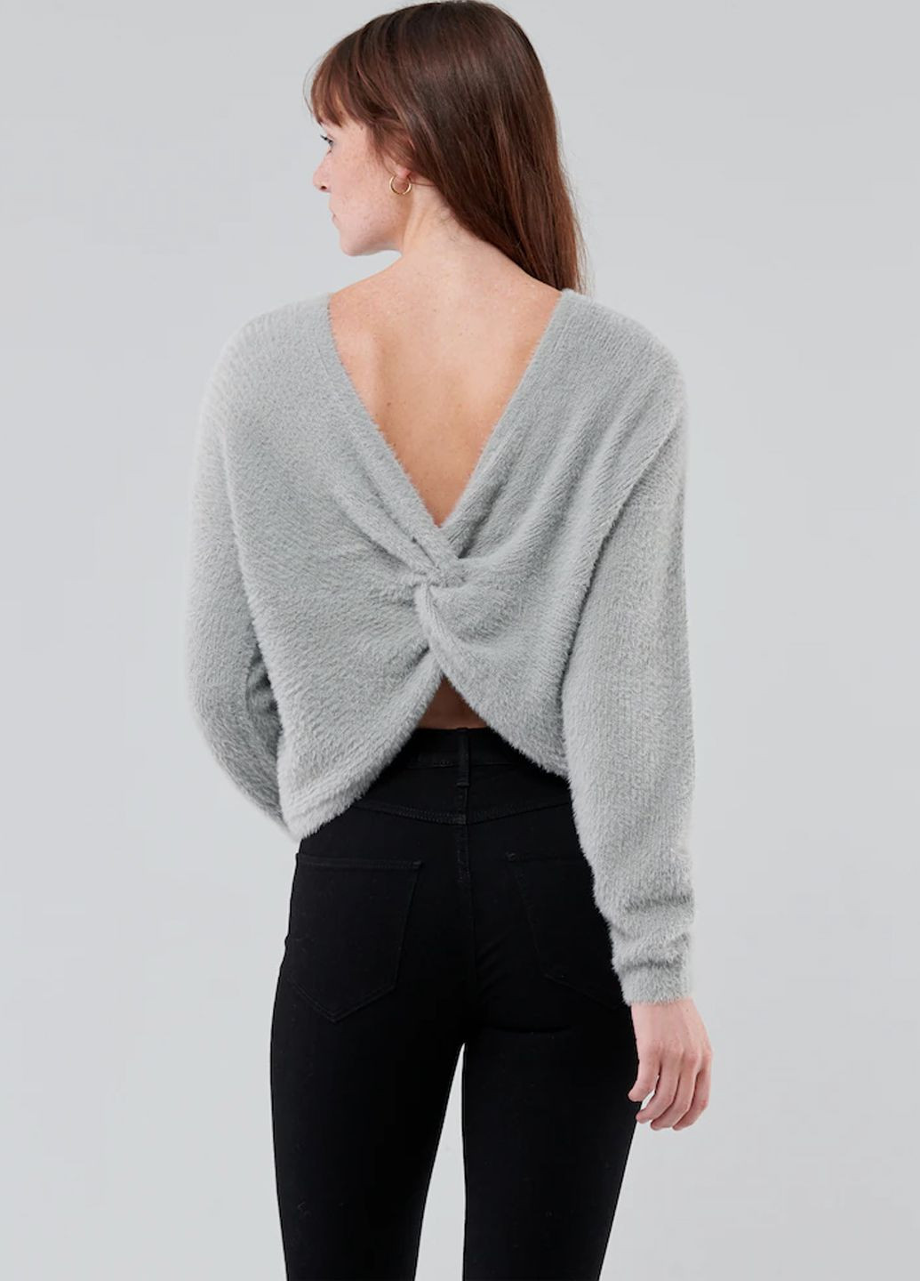 Серый демисезонный свитер женский - свитер hc8736w Hollister