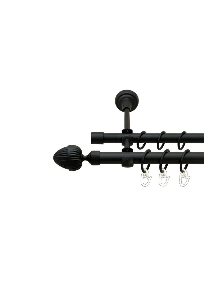 Карниз Одеон металлический двухрядный открытый гладкая труба Черный Бархат 19\16 мм 300 см (00-00020956) ORVIT (300689291)