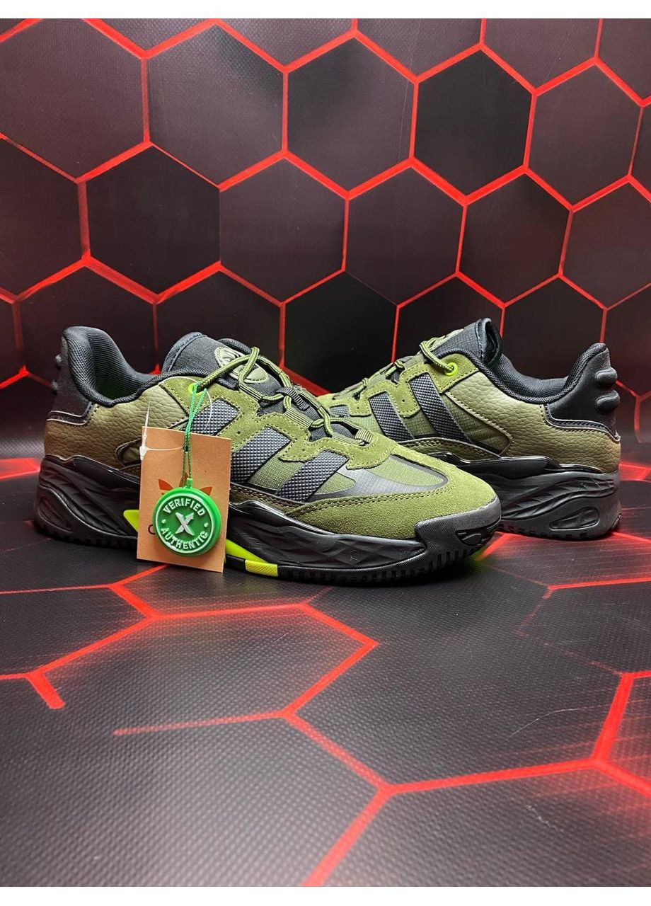Сірі Осінні кросівки чоловічі adidas niteball green black адідас найтбол No Brand