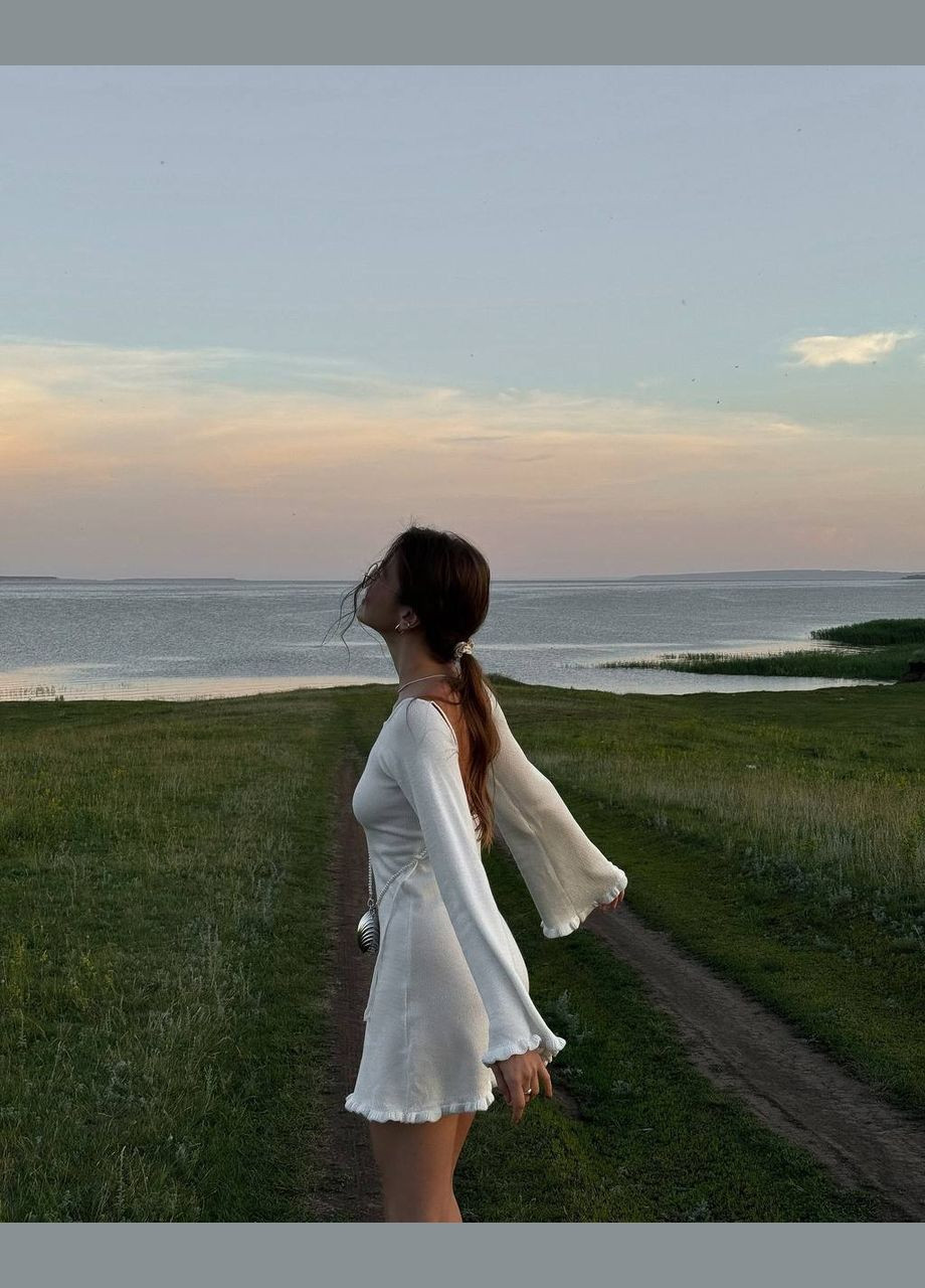 Молочна повсякденний сукня міні з відкритою спиною з відкритою спиною No Brand однотонна