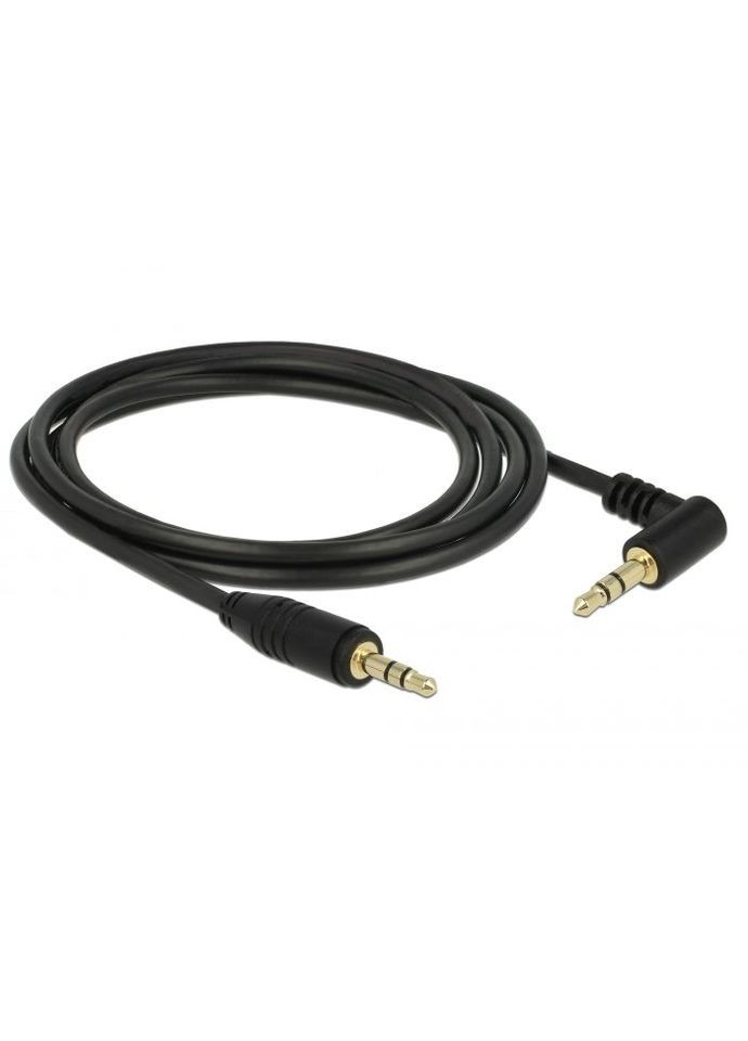 Кабель аудіо сигнальний Jack 3.5mm 3pin M/M (тато/тато) 2.0m 90° Stereo AWG24 AUX Gold Delock (369645892)