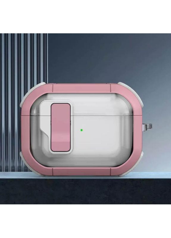 Футляр протиударний Locking Button для навушників Airpods Pro Pink No Brand (361077912)