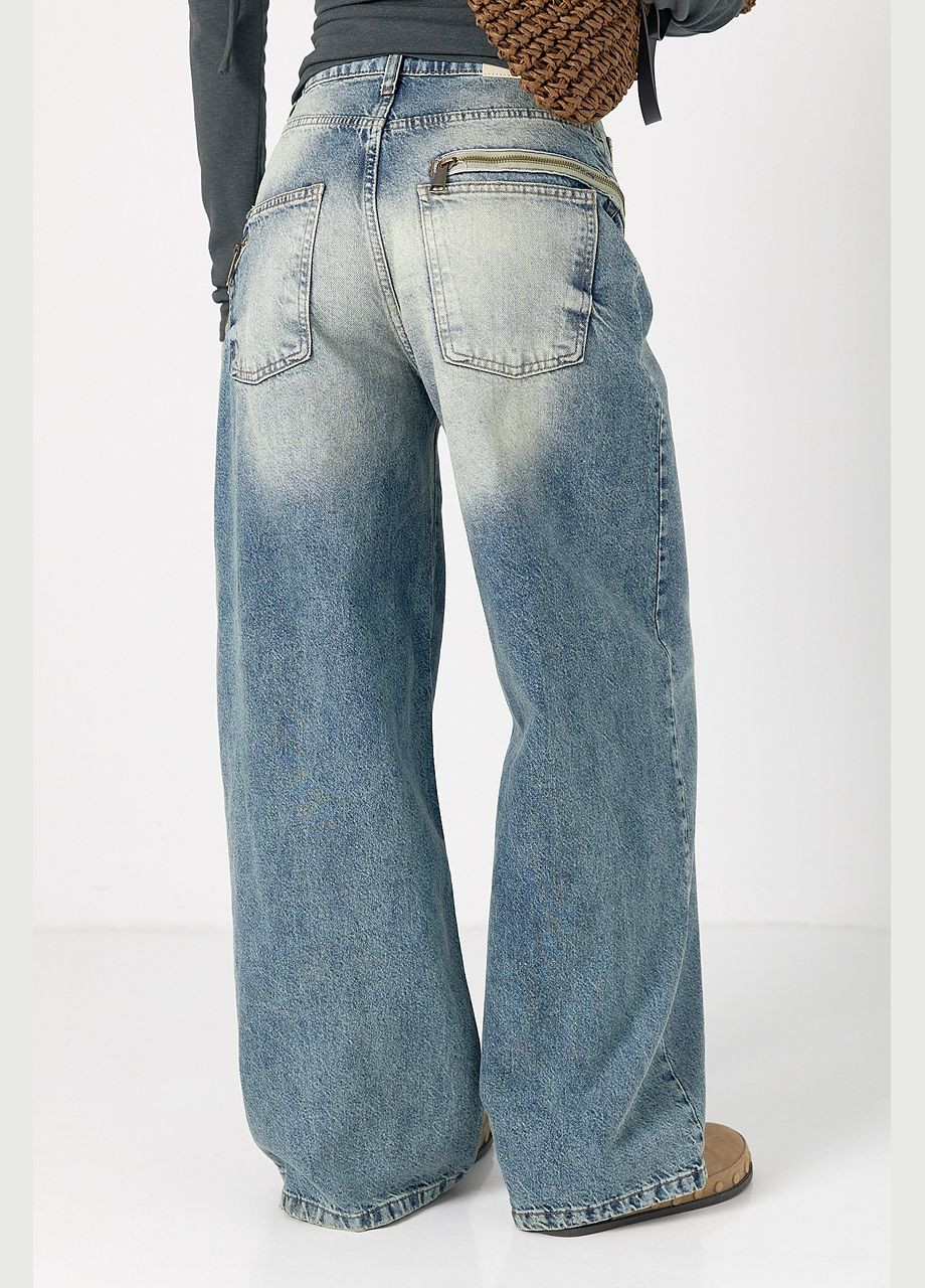 Женские трендовые джинсы Palazzo с молниями Lurex - (317618520)