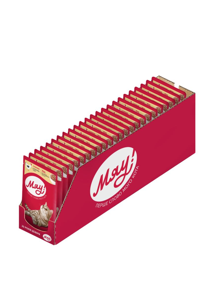 Влажный корм для котов Мяу курица в соусе упаковка 85 г x 24 шт B2240101 Мяу! (333380186)