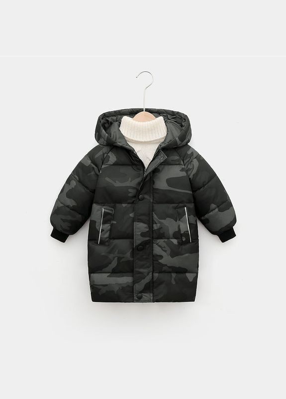 Темно-серая демисезонная куртка детская с капюшоном basic ( ) (9631) Qoopixie