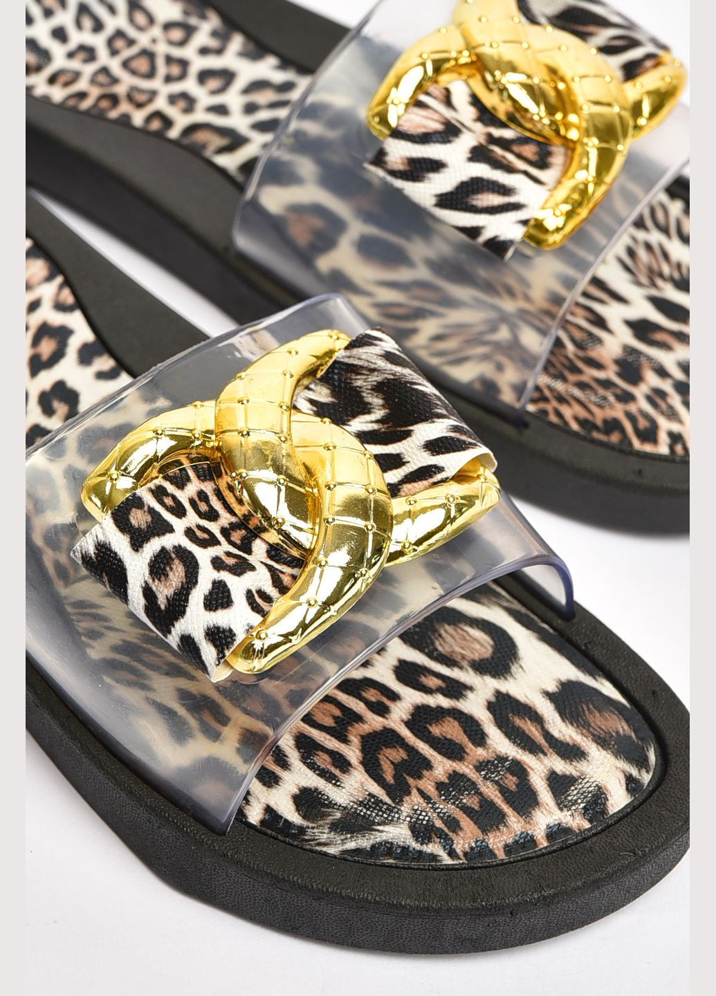 Шльопанці підліткові для дівчинки силіконовий верх з леопардовим принтом Let's Shop (333799154)