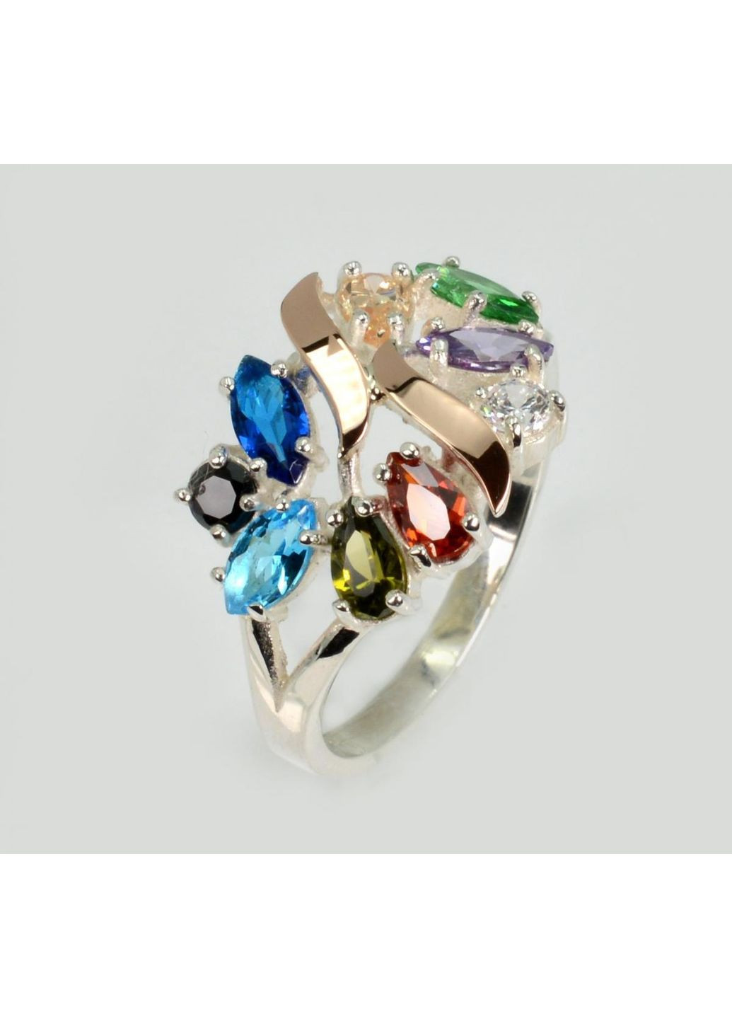 Серебряная кольца с золотыми вставками Silver Style (367268315)