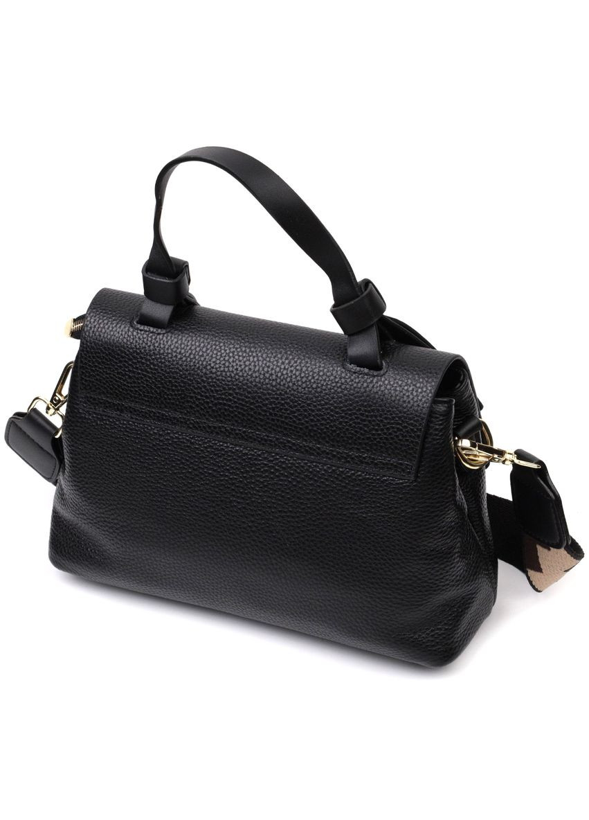 Сумка женская через плечо с интересною ручкой кожаная 22336 Черный Vintage (302007900)