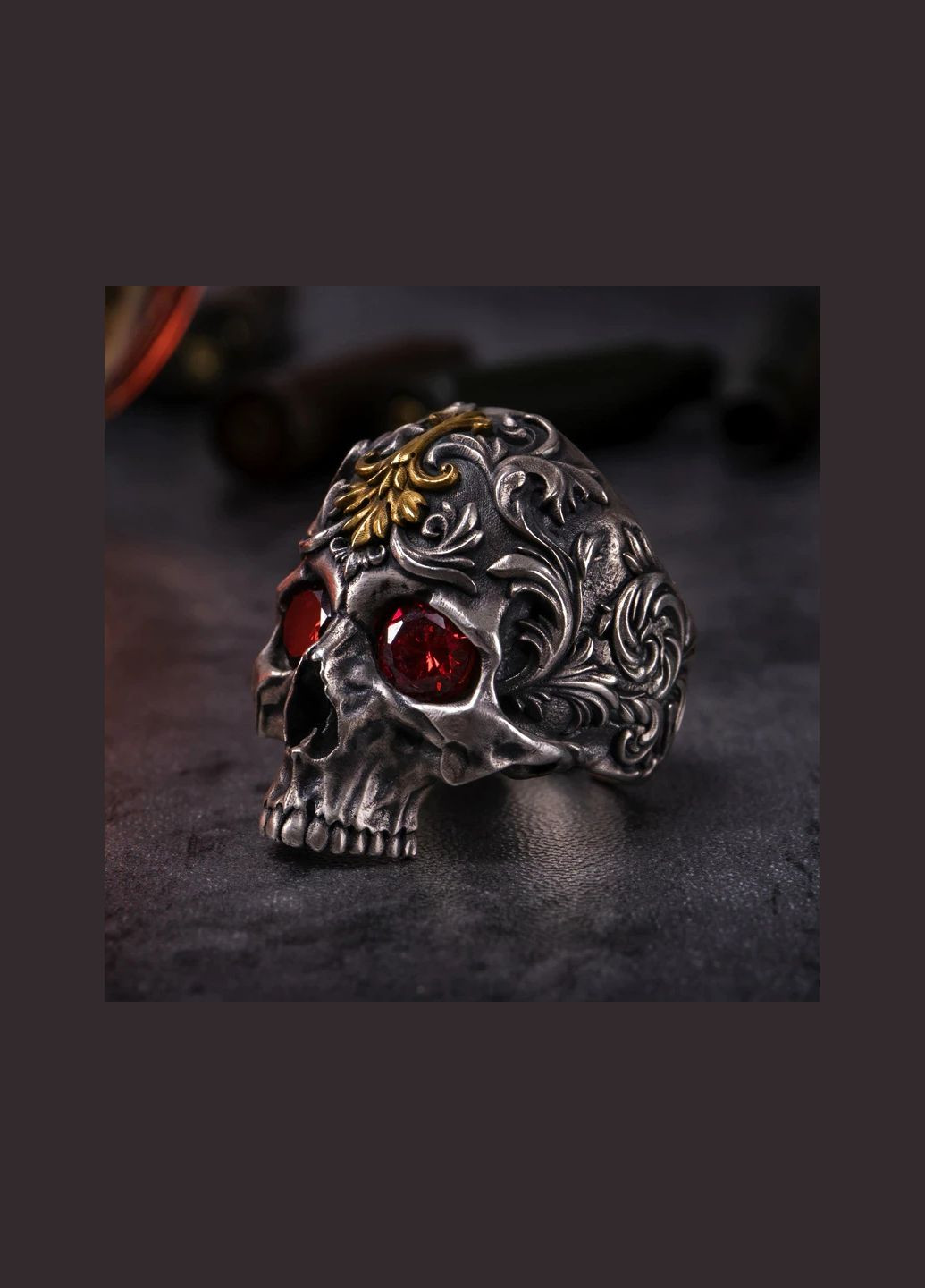 Каблучка печатка перстень чоловічий череп, каблучка Новий Світовий Порядок у вигляді черепа з рубіновими очима, р 23 Fashion Jewelry (285110599)