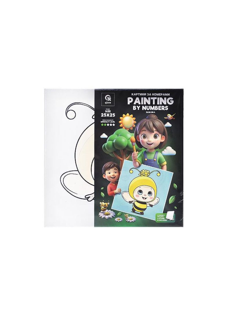 Набор для росписи по номерам 25х25 см QB900-008 "Пчелка" с деревянной подставкой qbee (368709398)