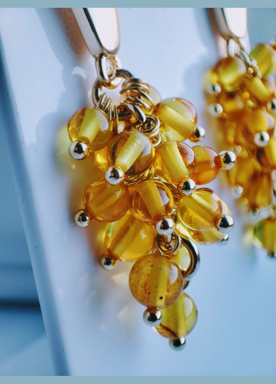 Серьги 2815 "Кармен" из натурального янтаря Медовый оттенок MINOV (304287745)