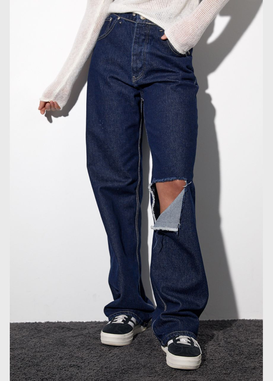 Двосторонні рвані джинси у стилі grunge – блакитний Lurex - (282954158)