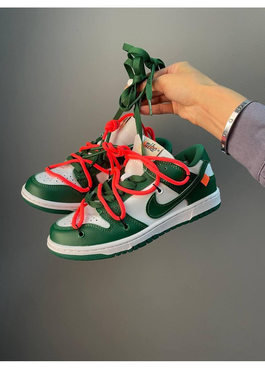 КРОССОВКИ ЖЕНСКИЕ NIKE SB DUNK X OFF WHITE PINE GREEN НАЙК СБ ДАНК No Brand розовые демисезоны (368862208)